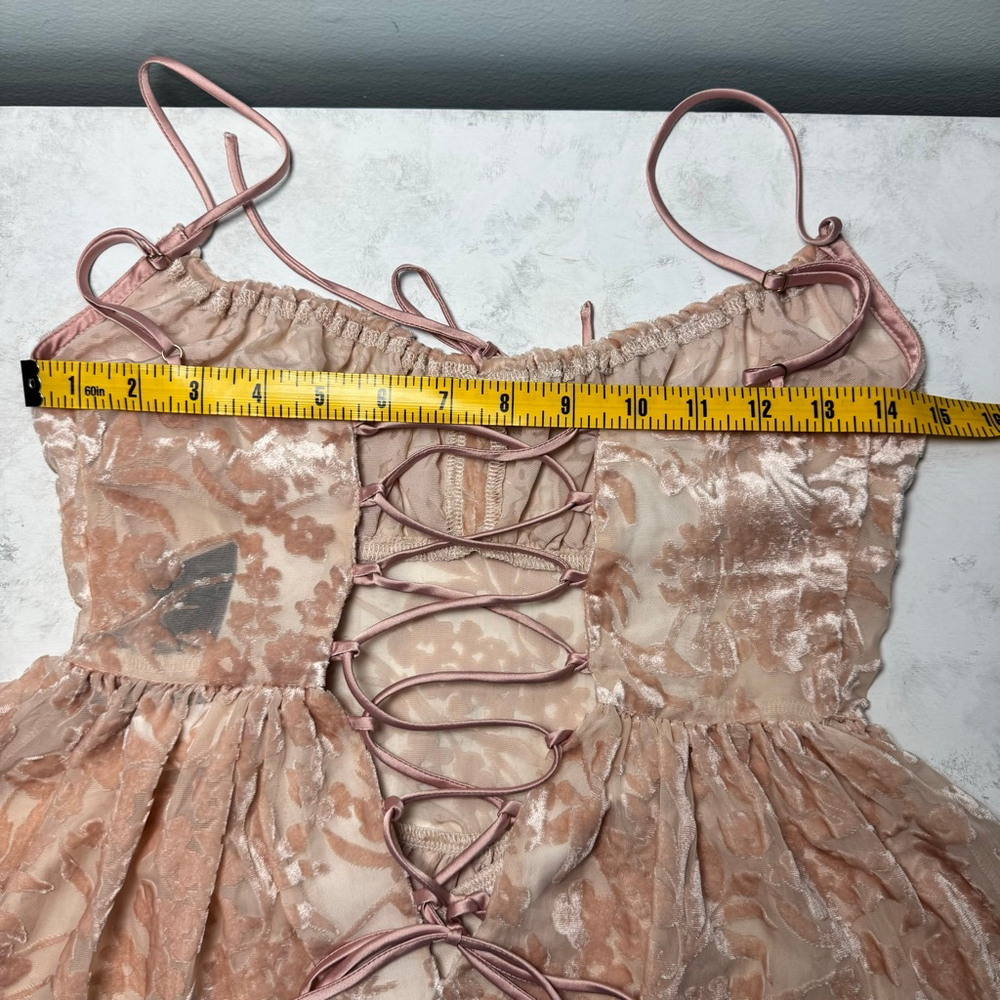 NWT Vanessa Mooney Pink Velvet Ballerina Mini Dress M - Picture 10 of 11